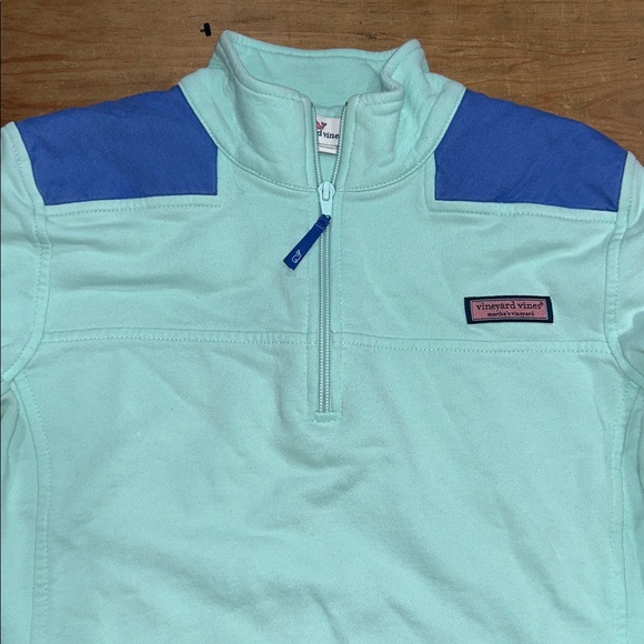Vineyard Vines Mint & Blue Quarter-Zip Pullover Women’s Shep Sweatshirt Sz Small - Picture 3 of 12